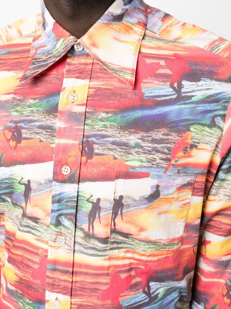 Red Sunset Print Cotton Shirt