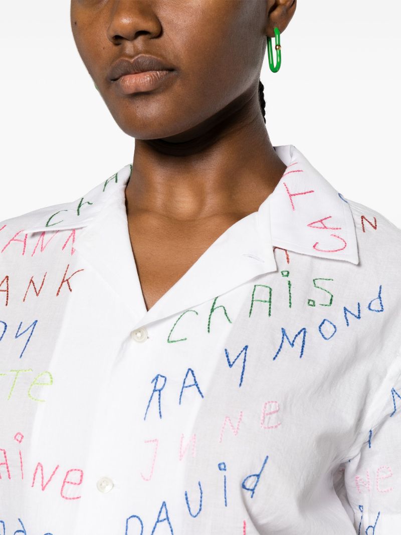 White Familial Hall Embroidered Shirt