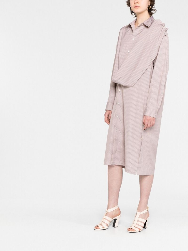 Neutral Striped Shirt Dress