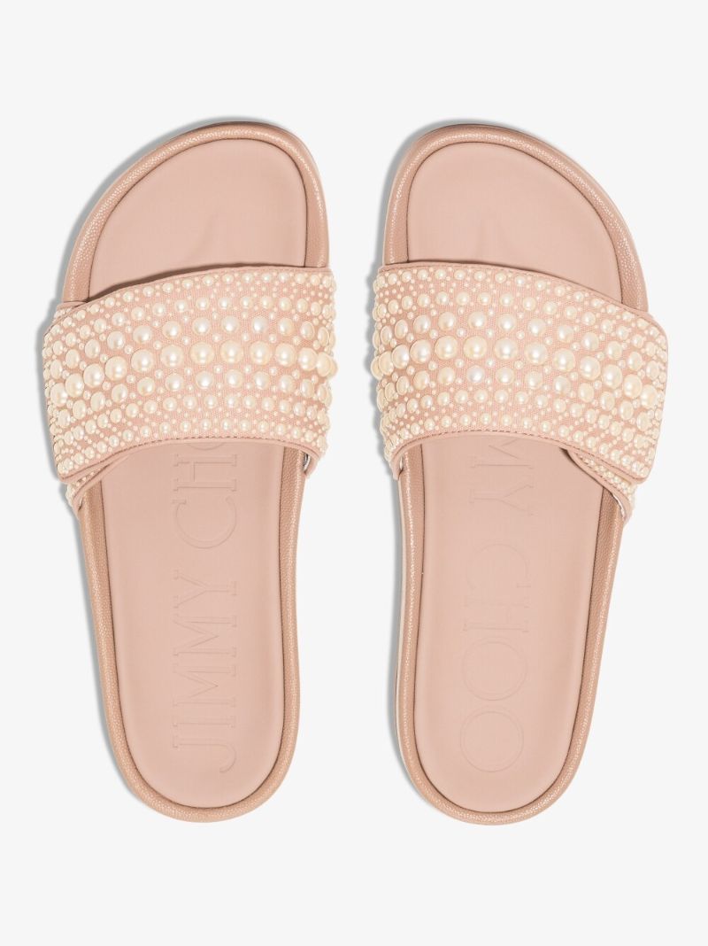 Pink Fitz Pearl Embellished Slides