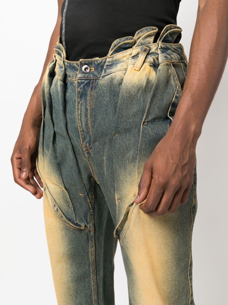 Green Acid-wash Corset Straight Jeans