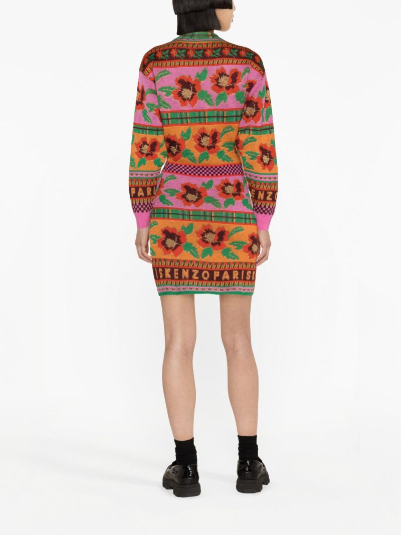 Pink Intarsia-knit Dress