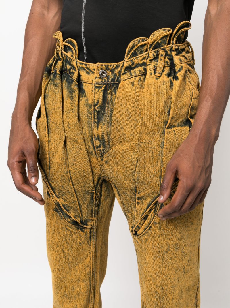 Yellow Acid-wash Corset Straight Jeans