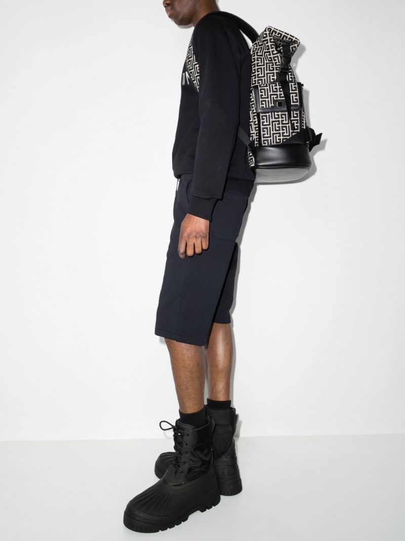 Logo Flocked Cotton Track Shorts