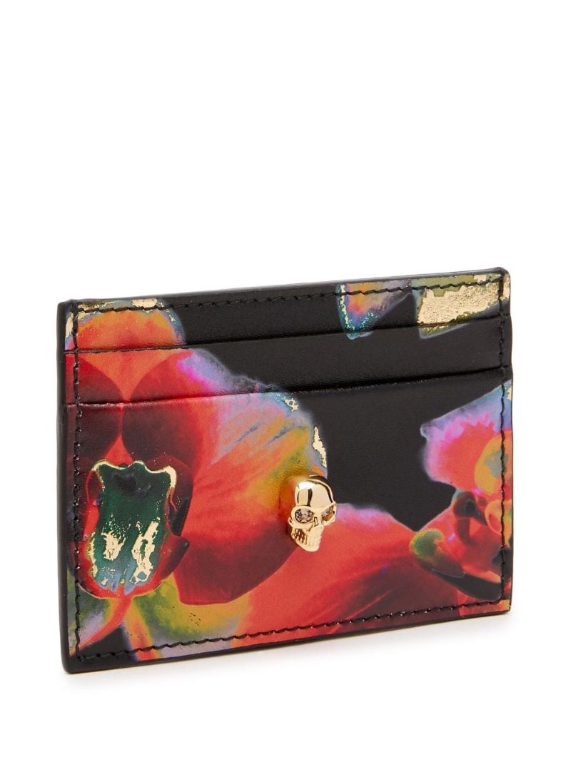 Black Solarised Orchid Skull Cardholder