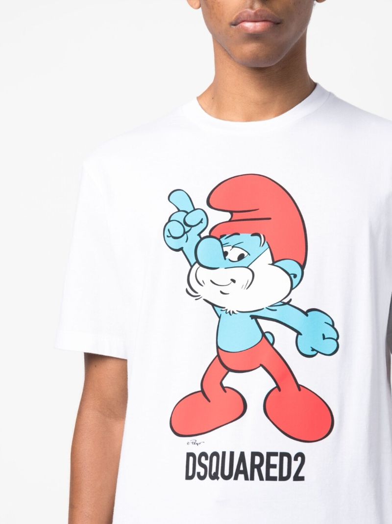 White Smurf Print Organic Cotton T-shirt