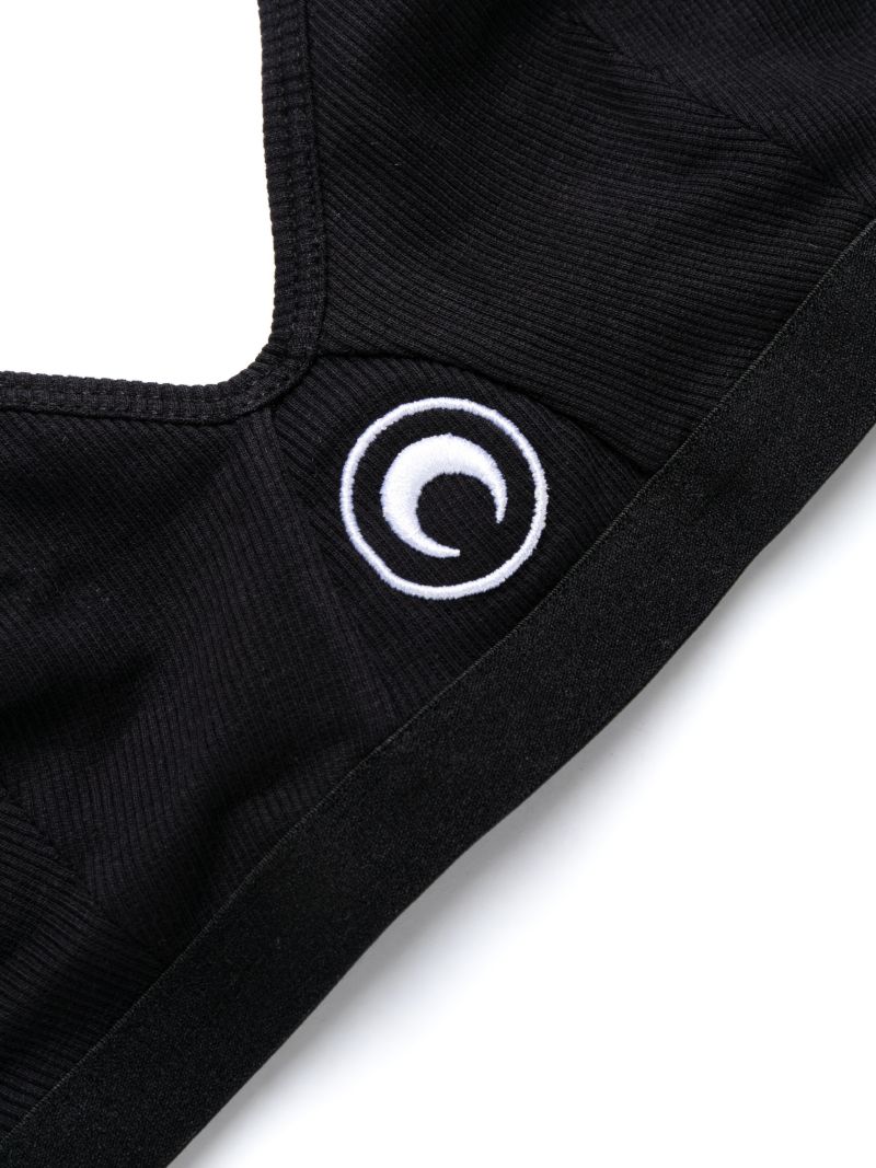 Black Crescent Moon Ribbed Bra