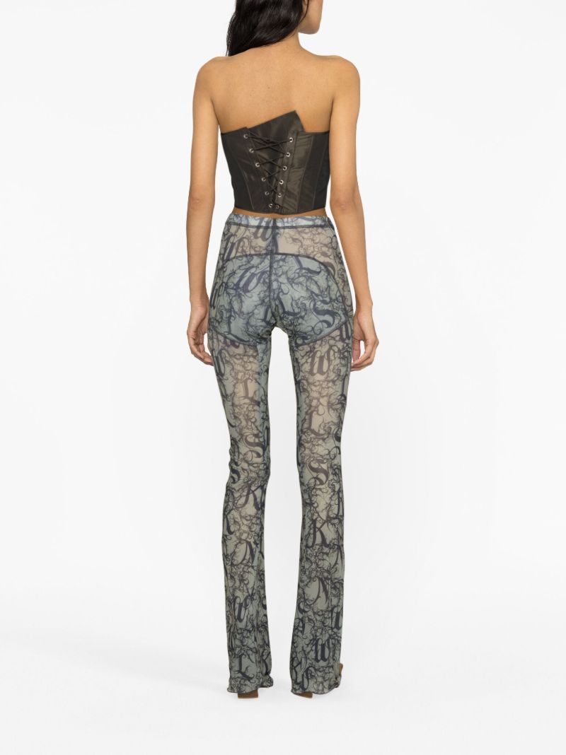 Green Halcyon Printed Flared Leggings