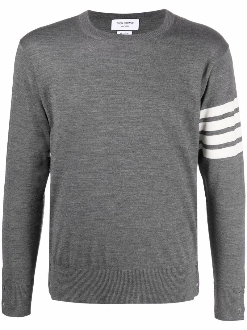 Grey 4-bar Stripe Merino Wool Sweater