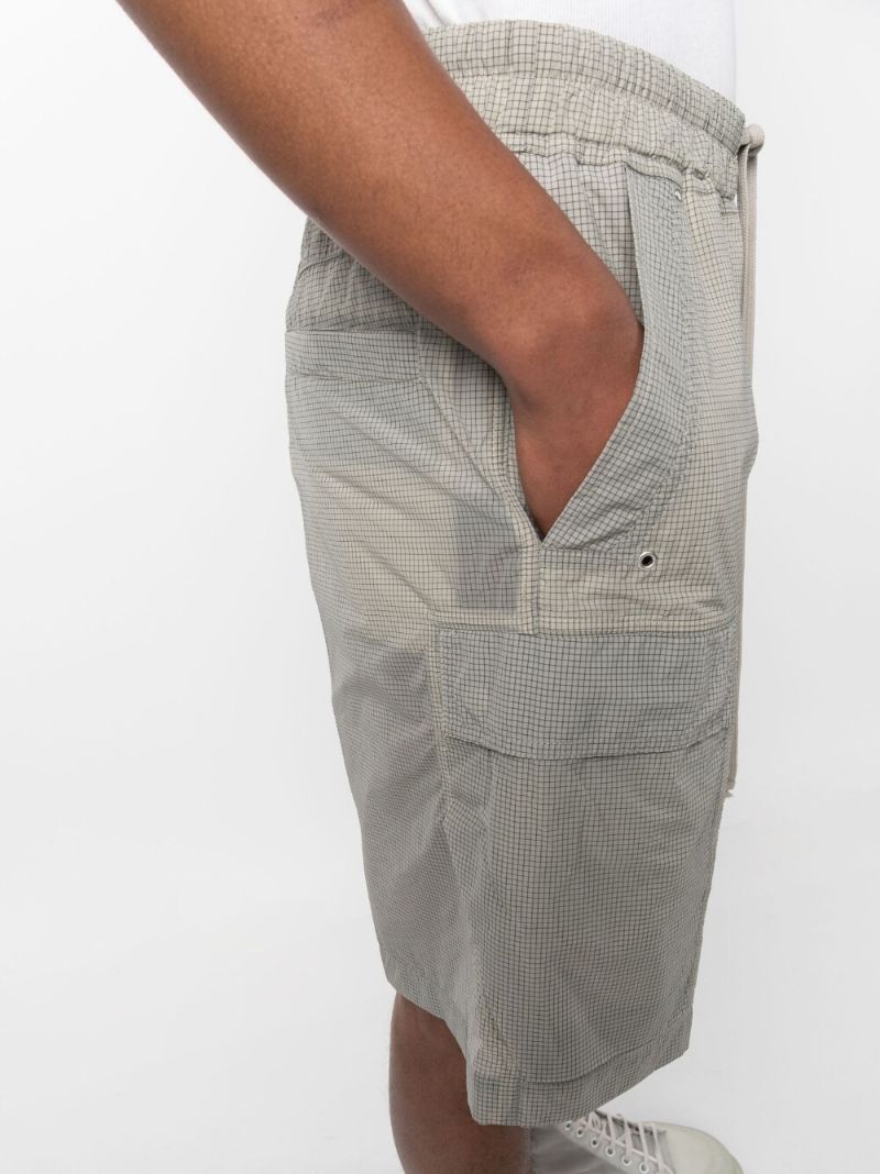 Grey Check Print Drawstring Shorts