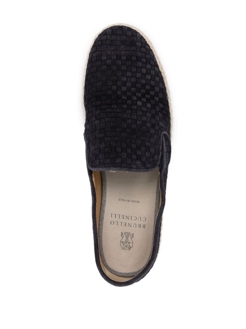 Blue Interwoven Leather Espadrilles