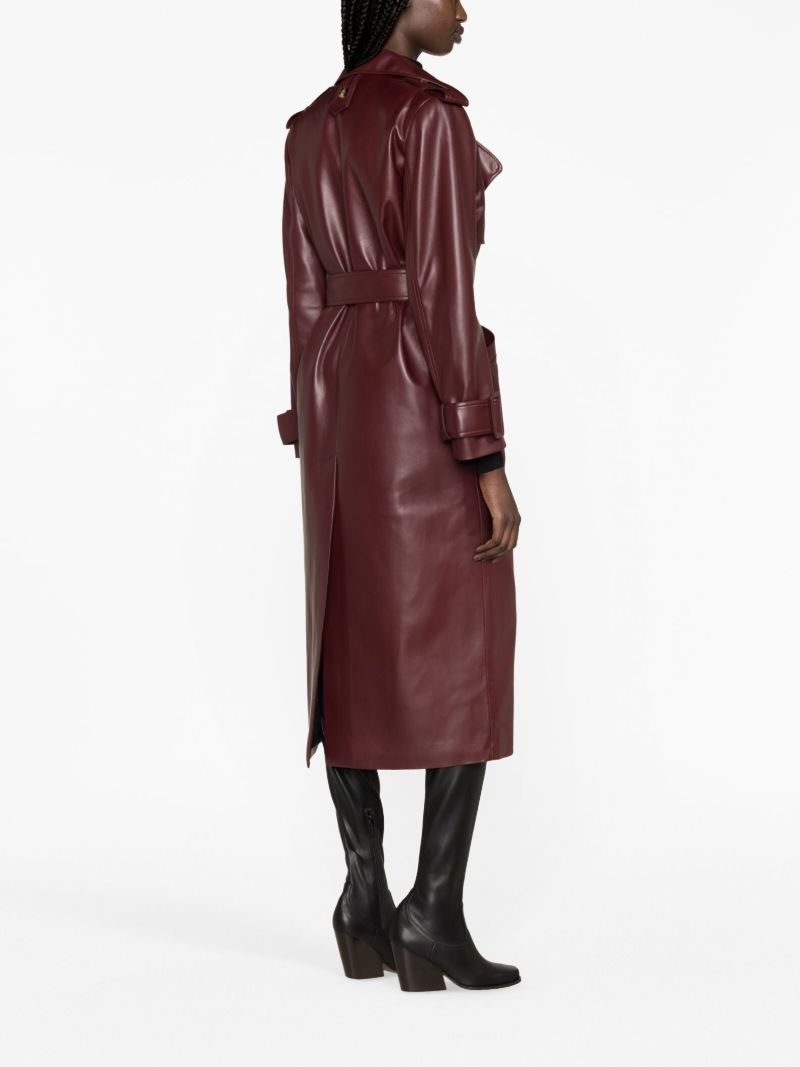 Red Faux-leather Trench Coat