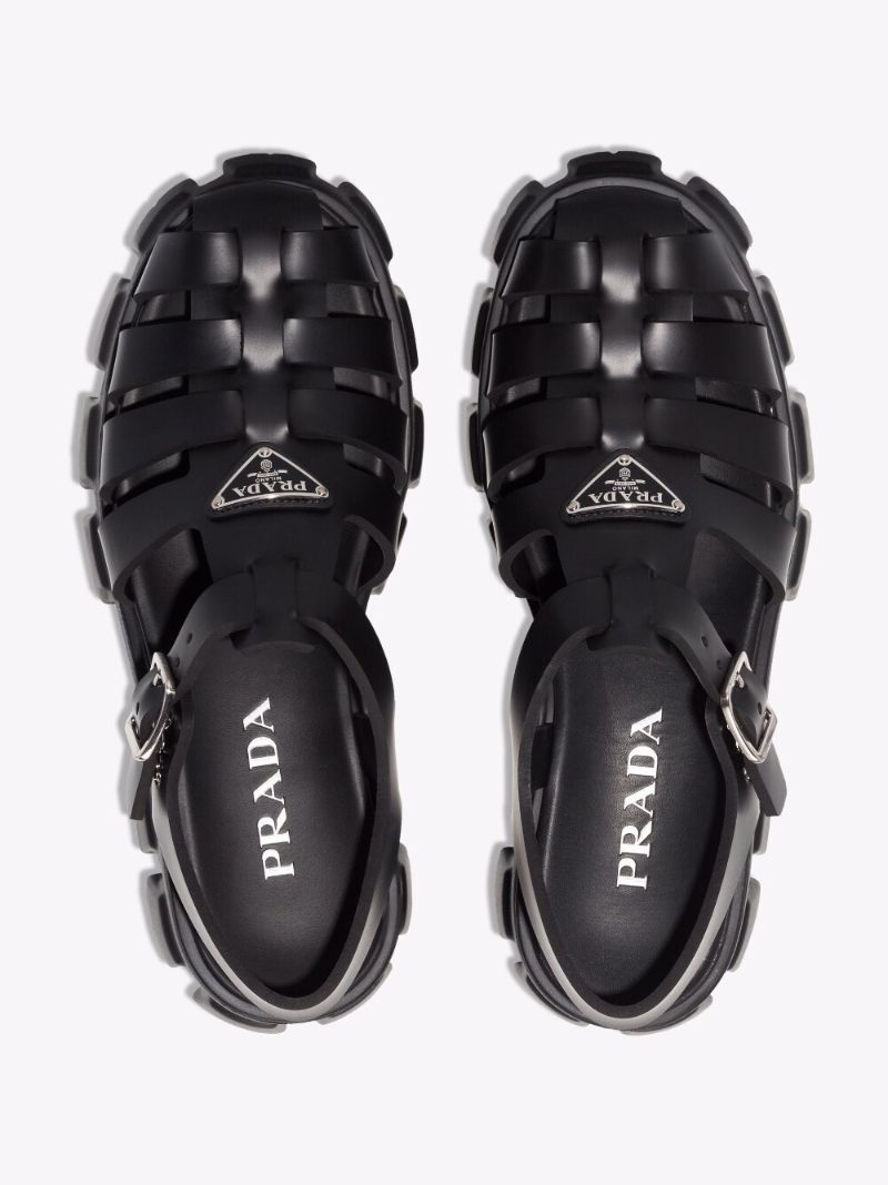 Black Monolith Caged Leather Sandals