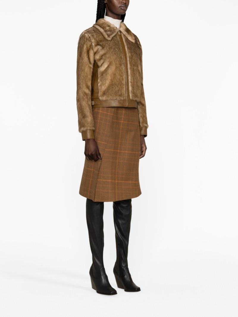 Brown Faux Fur Zipped Jacket