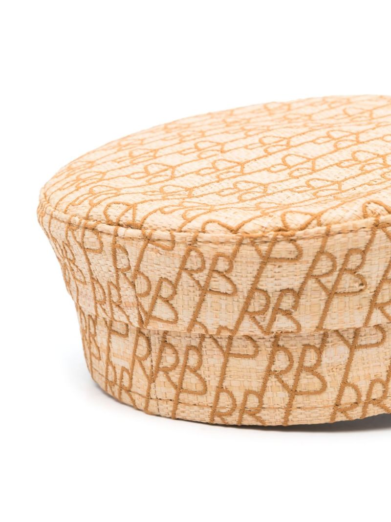 Neutral Straw Monogram Baker Boy Hat