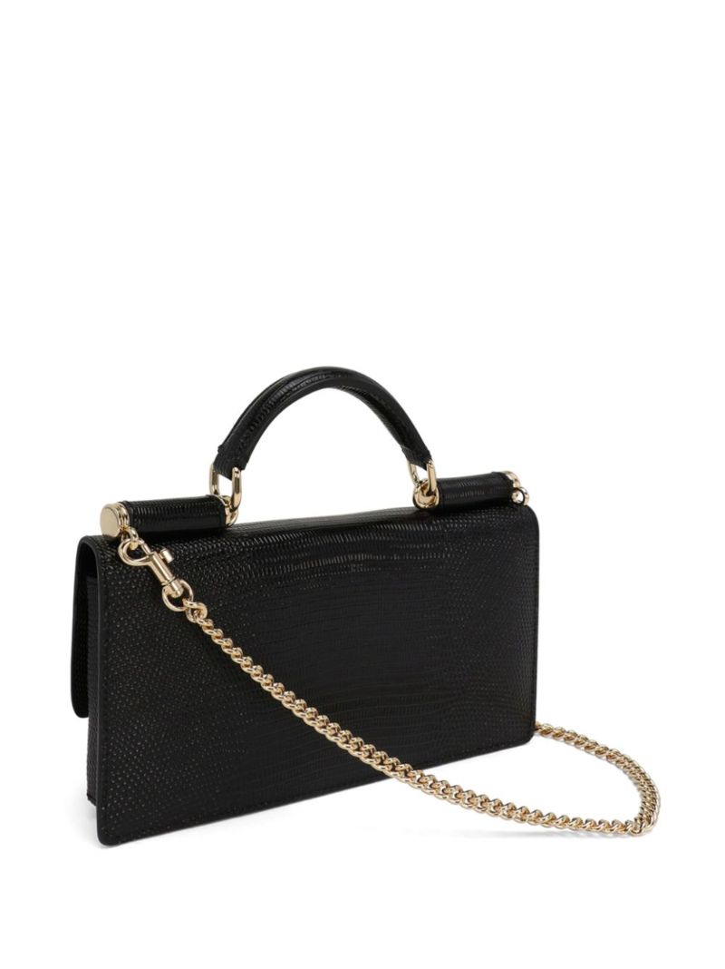 Black Sicily Iguana-effect Mini Leather Shoulder Bag