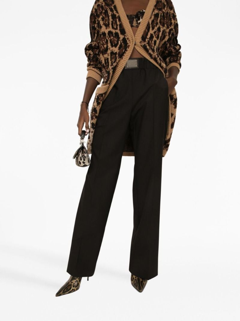 Black Logo-plaque Flared Trousers