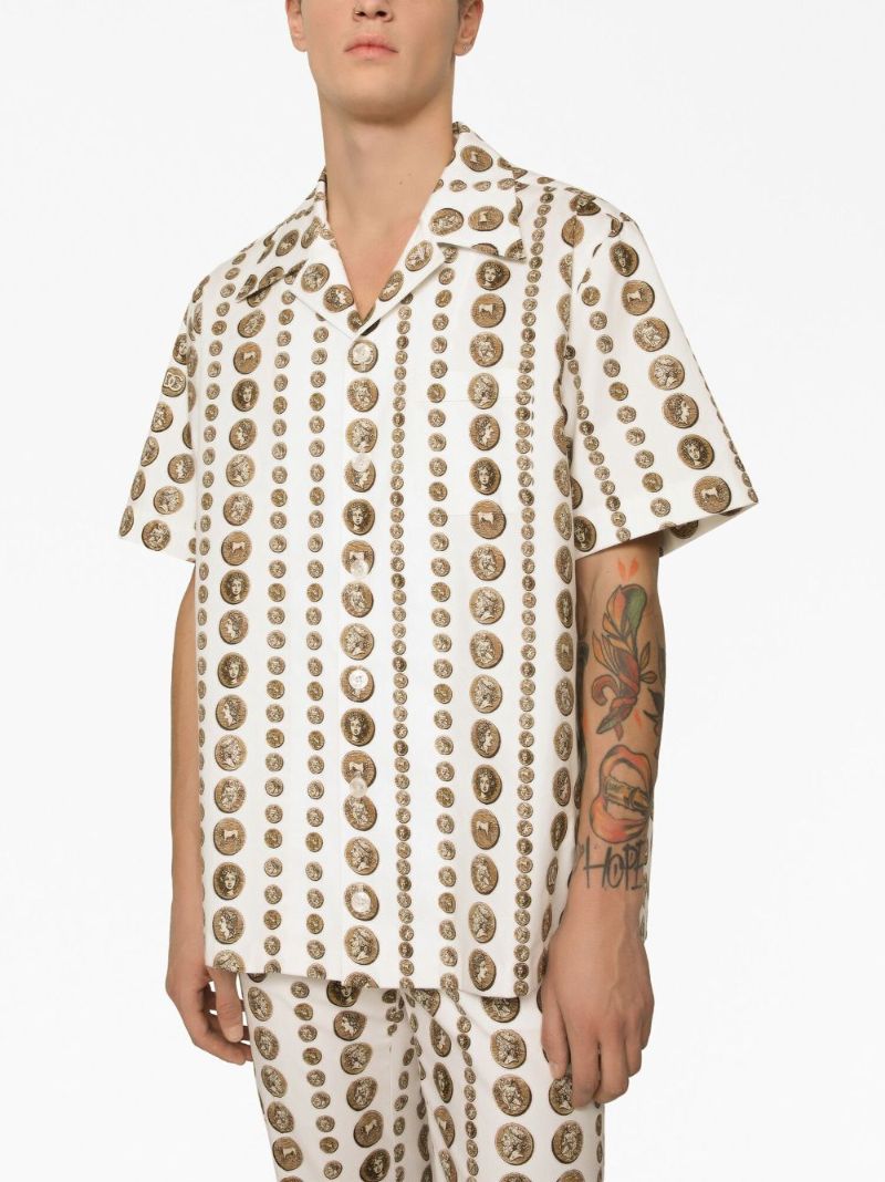 White Coin Print Shirt