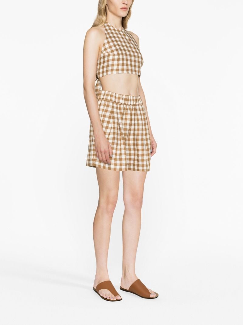Brown Marseille Checked Cropped Top