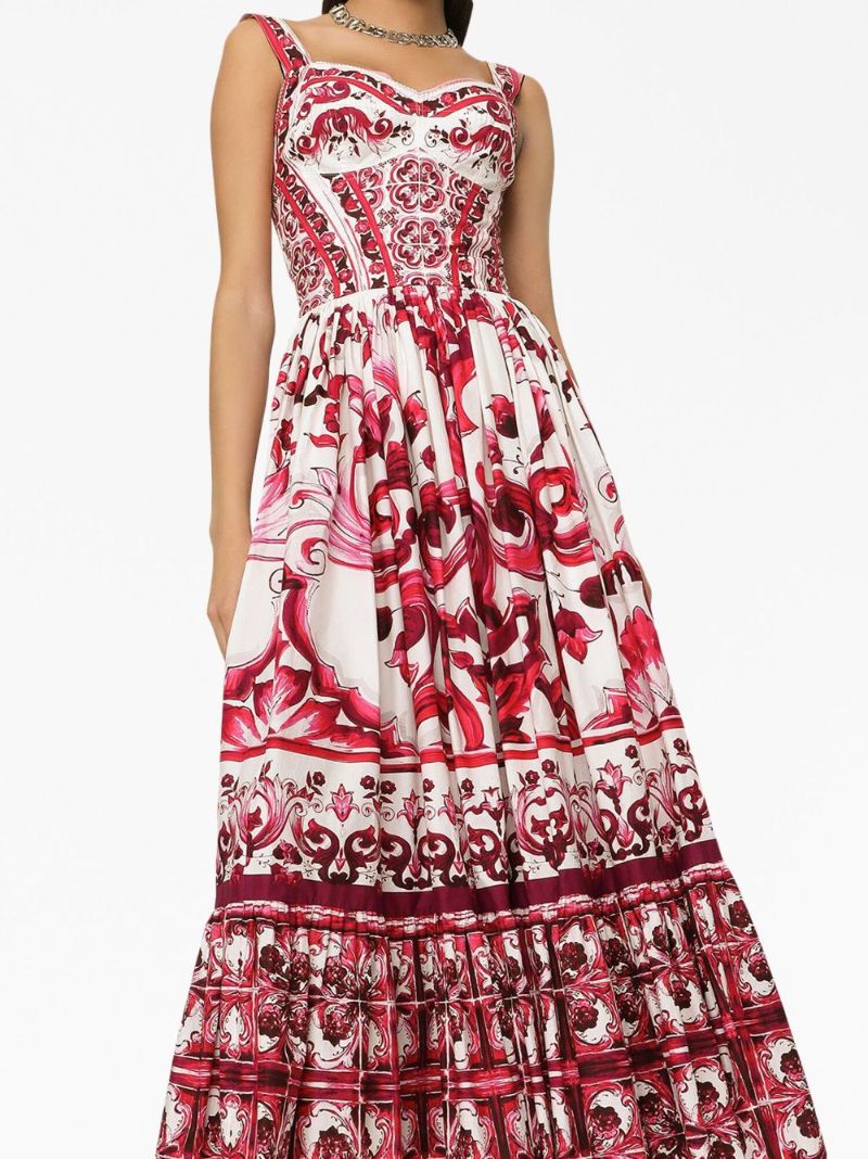 White Majolica Fluted Midi Dress