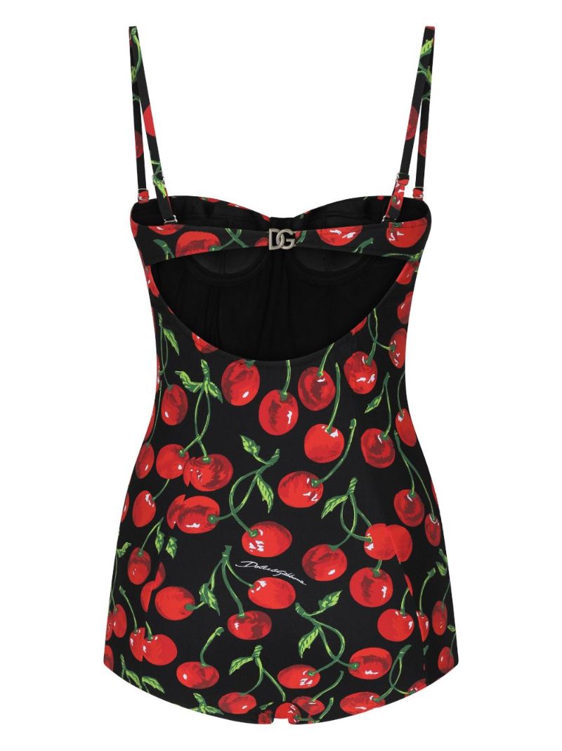 Black Cherry-print Balconette Swimsuit