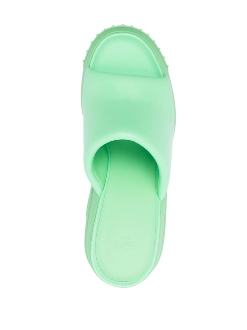 Green Fashion Show Leather Wedge Mules