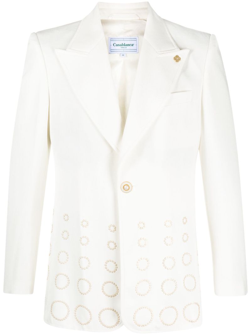 White Gradient Rhinestone-embellished Blazer
