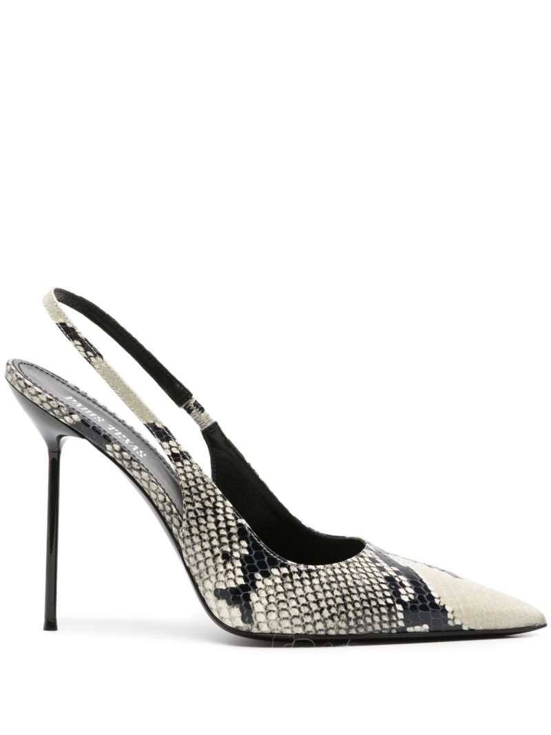 Black Lidia 105 Snakeskin-effect Leather Pumps