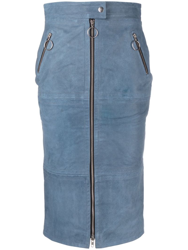 Blue Mallory Suede Pencil Skirt