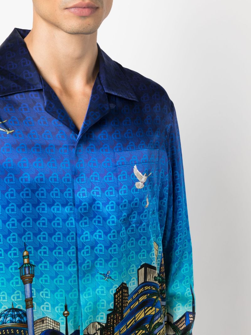 Blue the Night View Silk Shirt