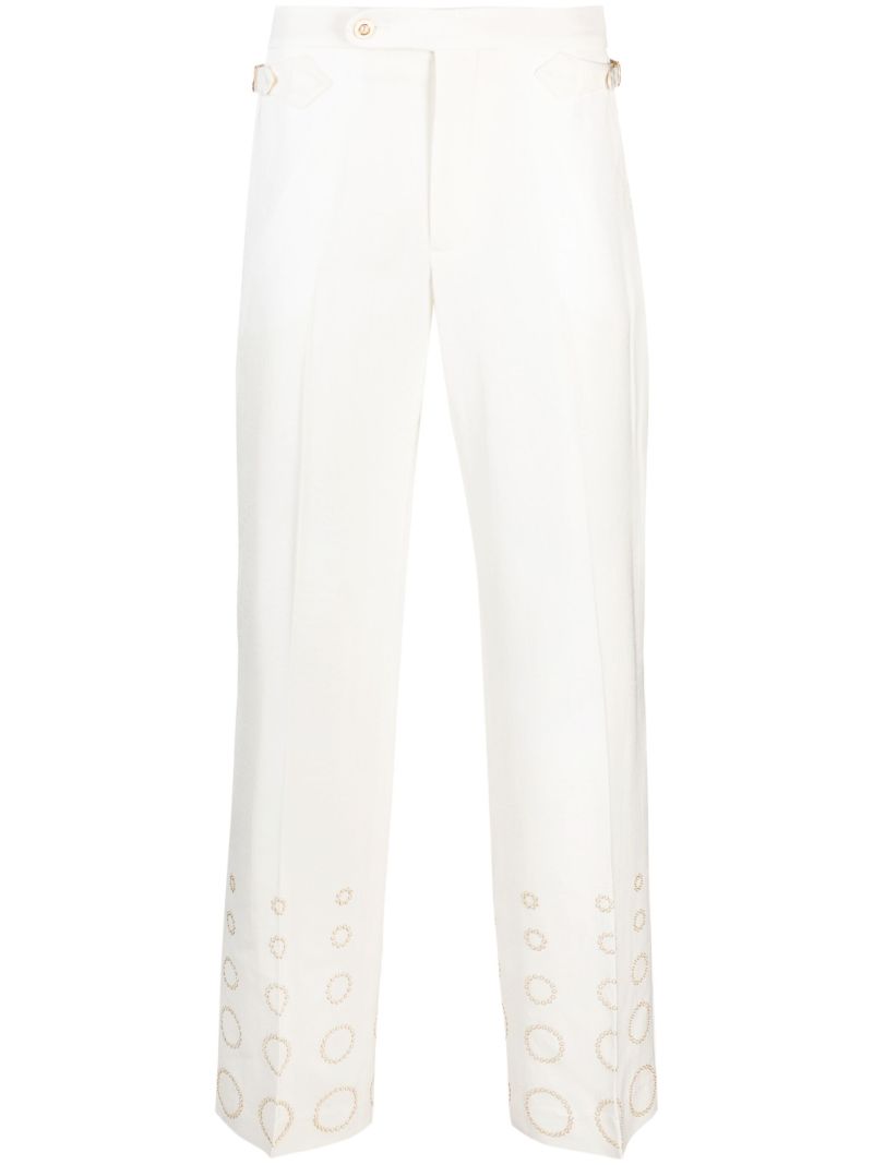 White Gradient Pearl Straight-leg Trousers