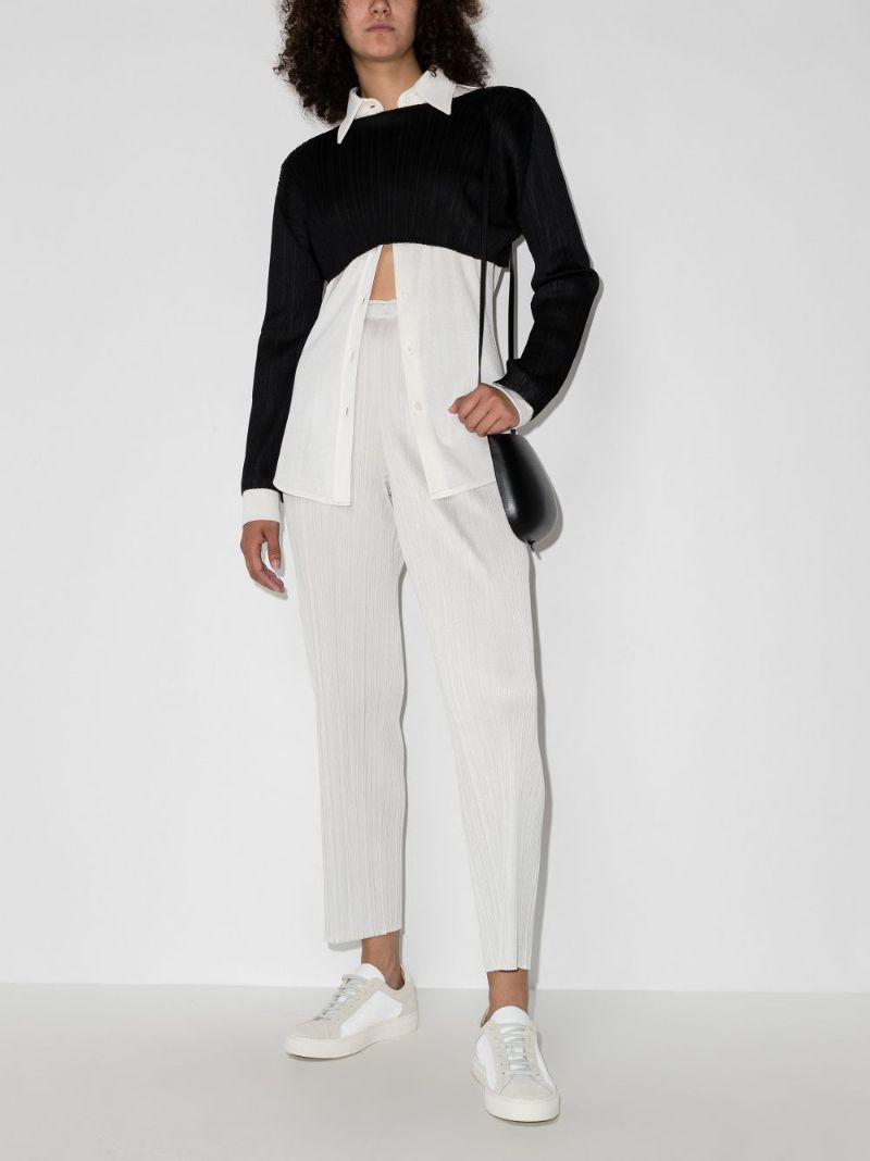 Grey Basic PlissÃ_x0083_© Slim Leg Trousers