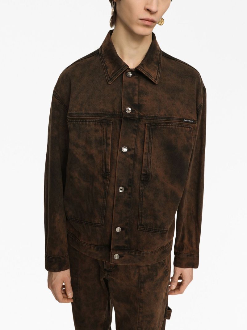 Brown Bleached Denim Jacket