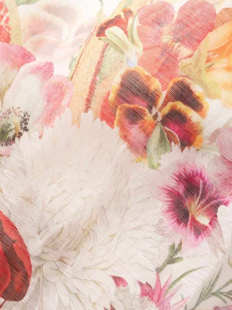 White Floral Print Halterneck Dress