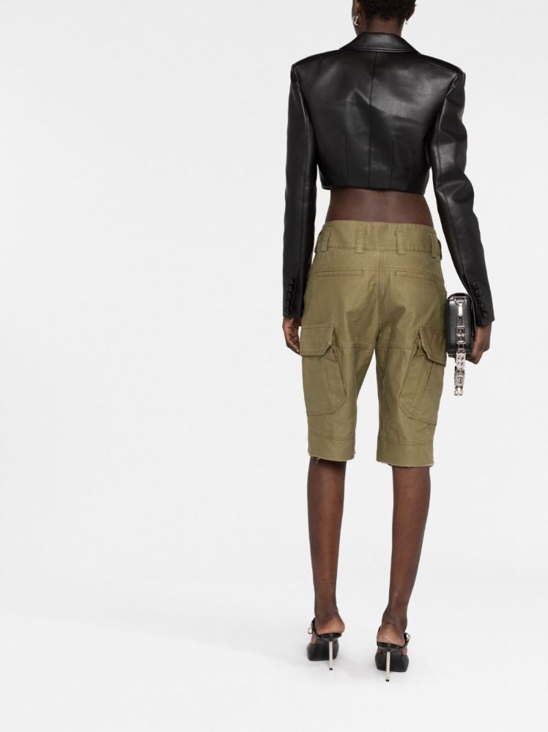Green Cotton Cargo Shorts