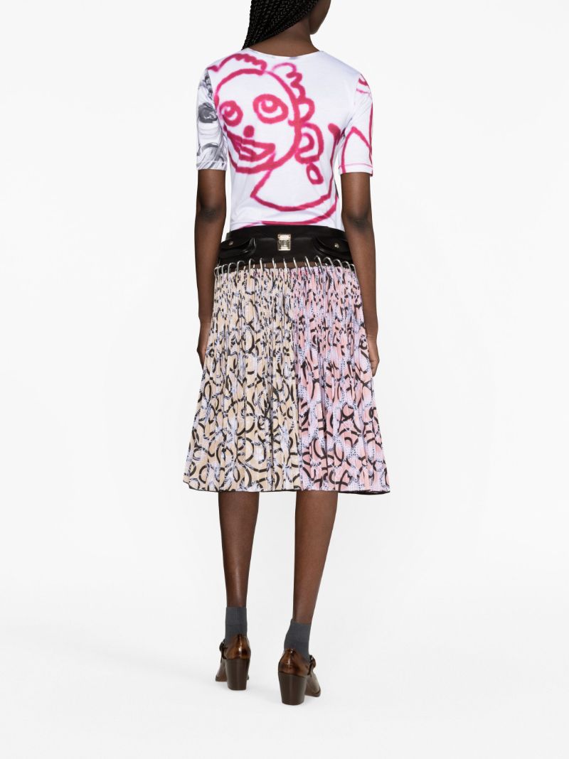 Pink Soldeu Printed Pleated Skirt