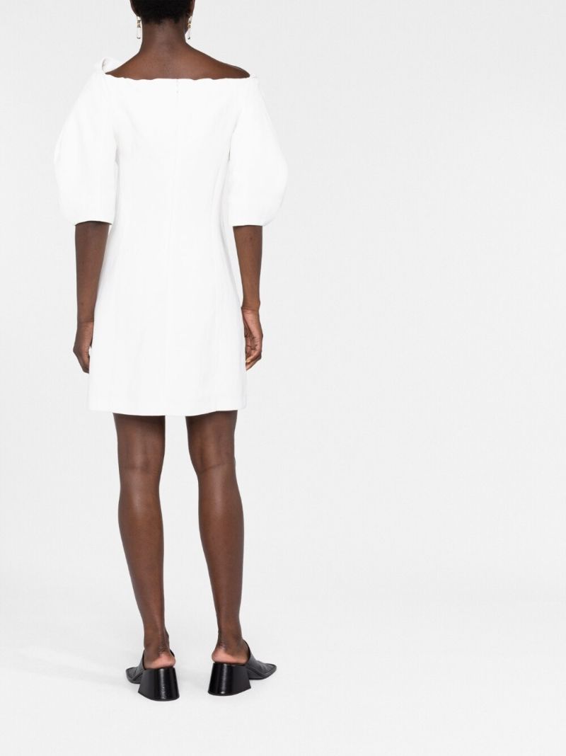 White Cowl-neck Mini Dress