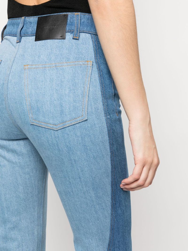 Blue Two-tone Flared Jeans