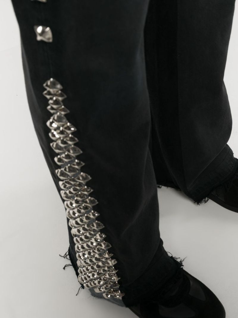 Black La Flare Studded Jeans