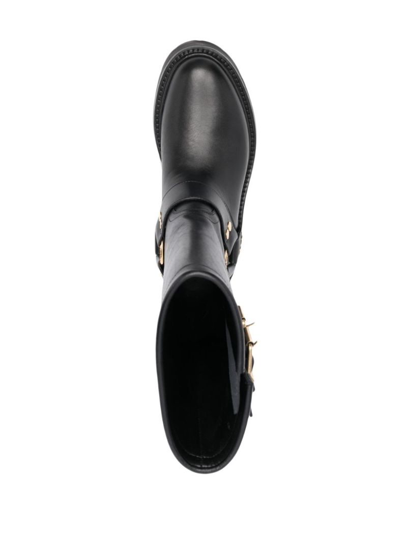 Black Bulky Leather Biker Boots