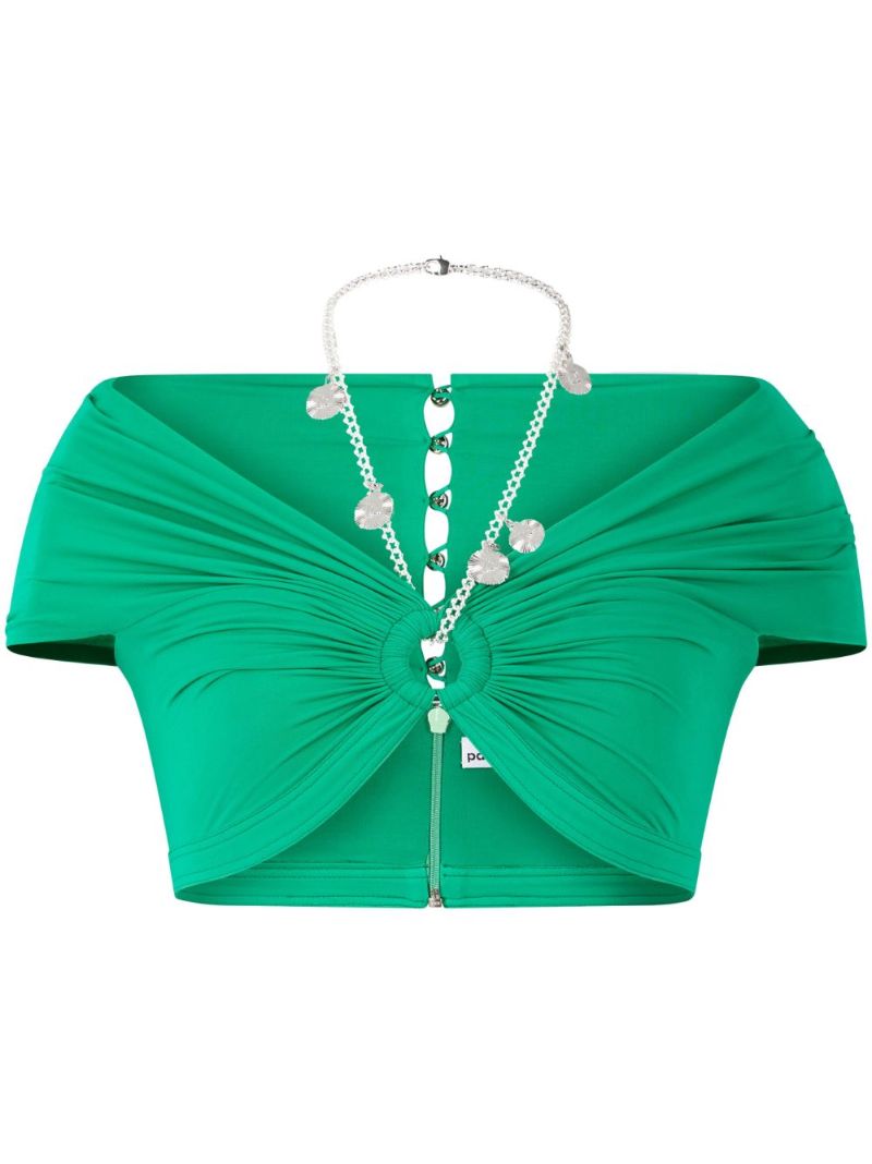 Green Cut-out Draped Bra Top