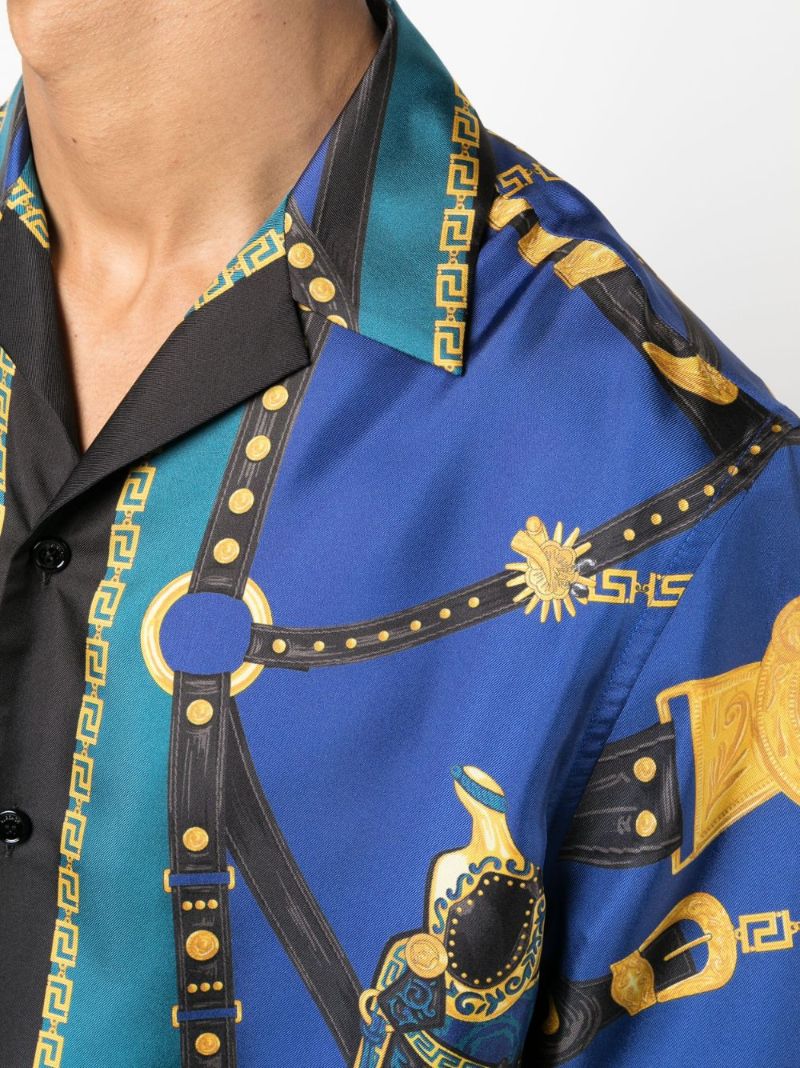 Blue Medusa Saddle Silk Shirt