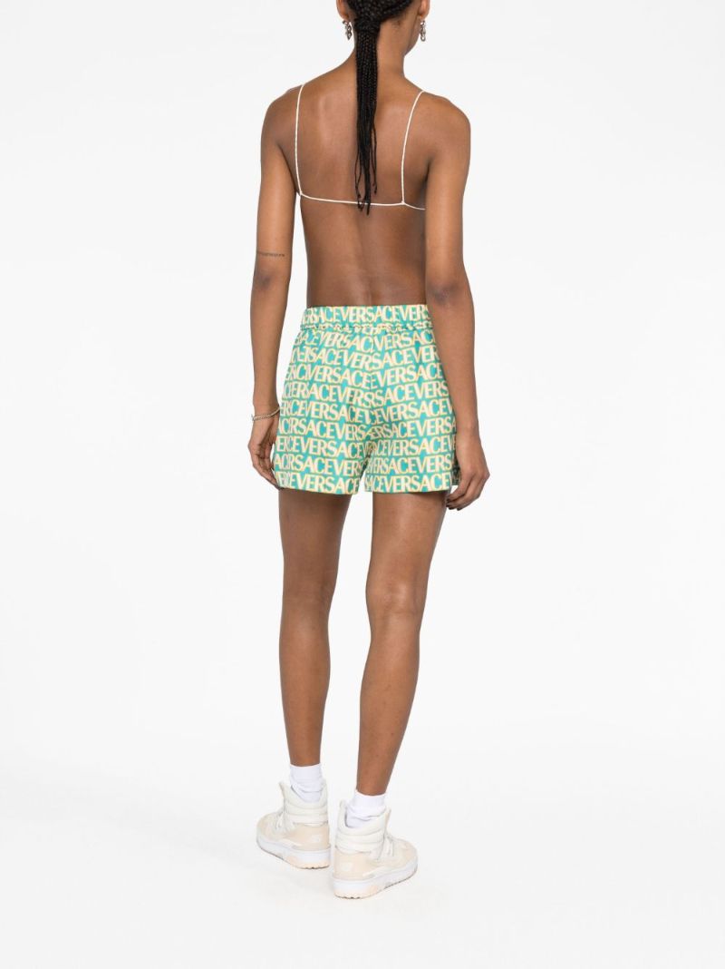 Blue Allover Print Silk Shorts