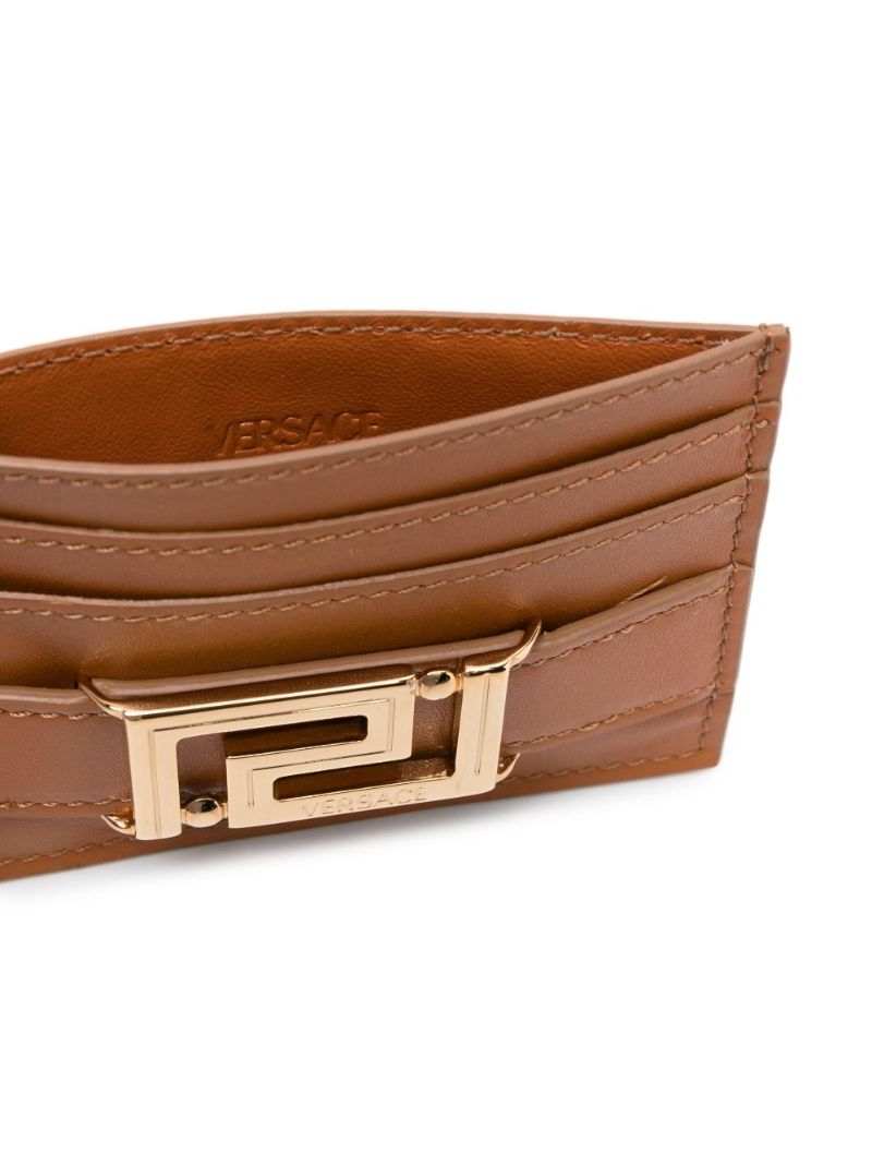 Brown Greca Goddess Leather Cardholder
