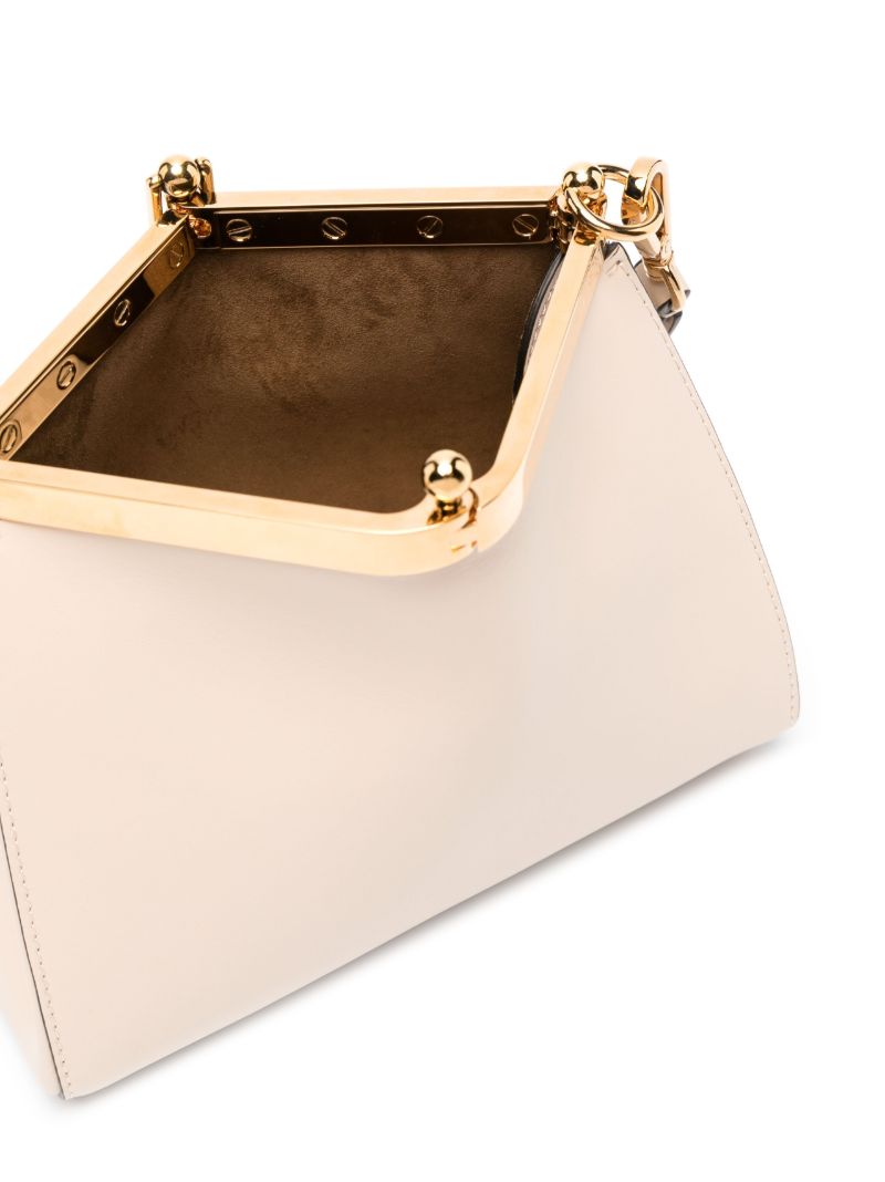 Beige Small Vela Leather Shoulder Bag