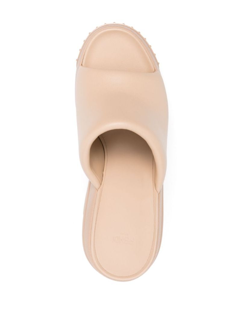 Neutral Logo-debossing Leather 145 Wedge Mules