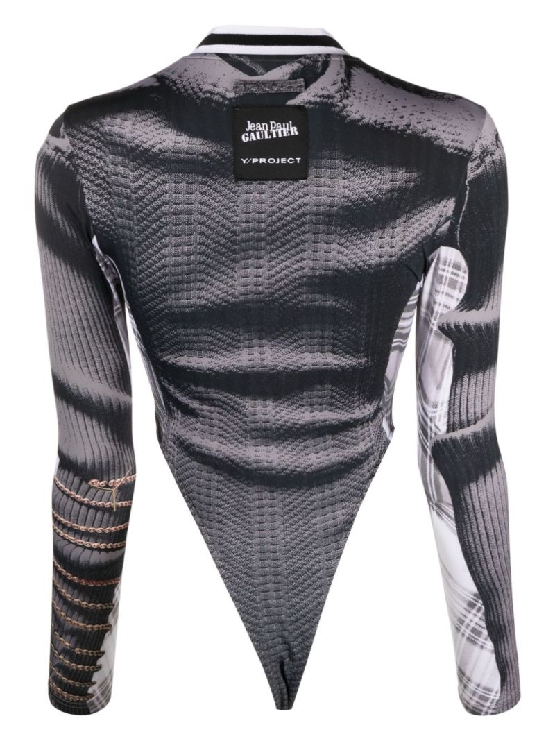 X Jean Paul Gaultier Grey Trompe L'oeil Cardigan Body