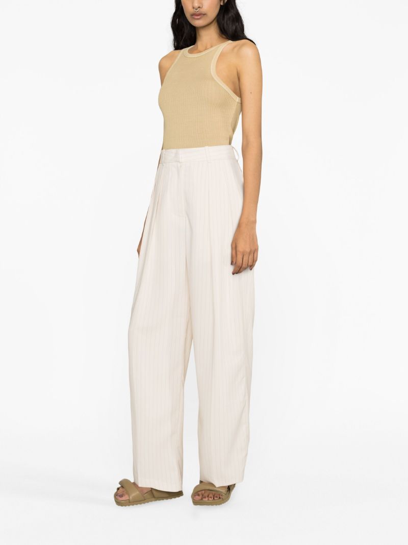 Beige Tansy Pinstripe Straight Trousers