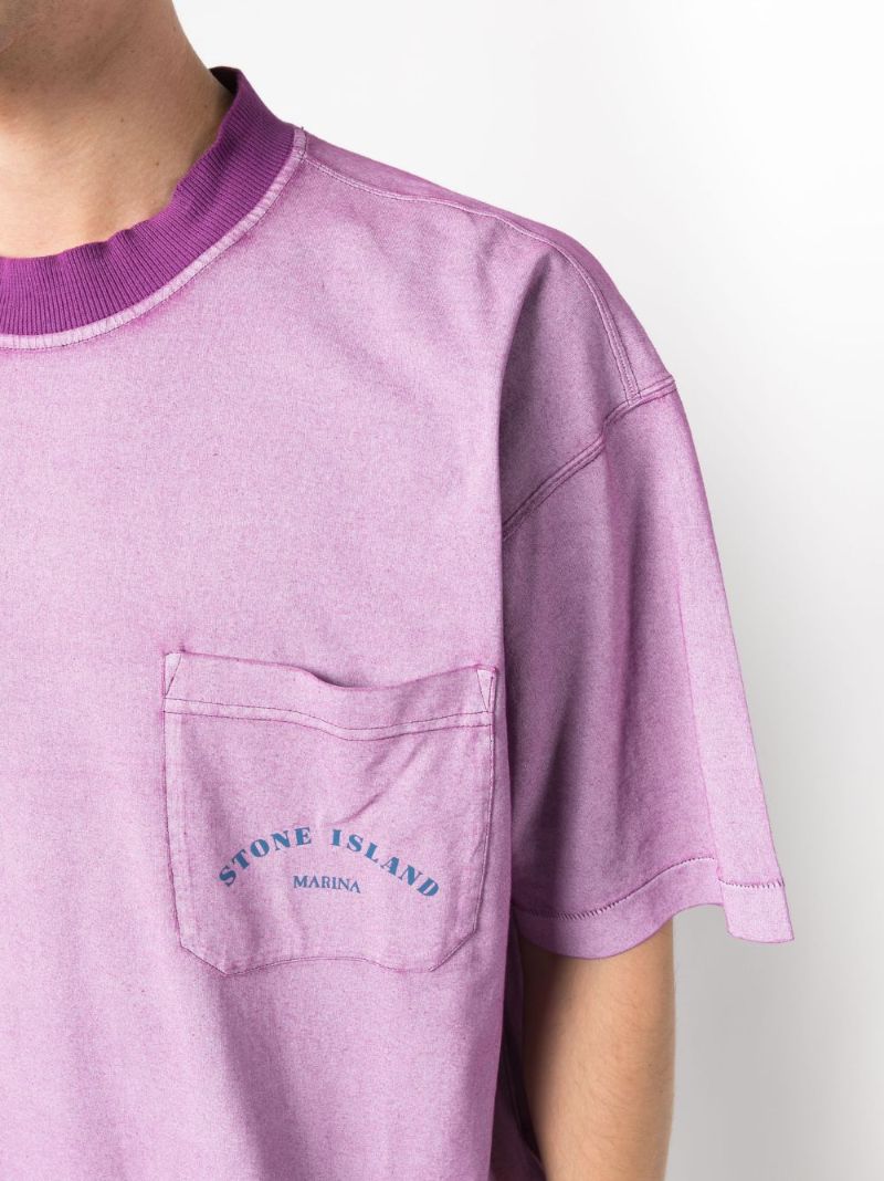 Purple Logo Print Cotton T-shirt