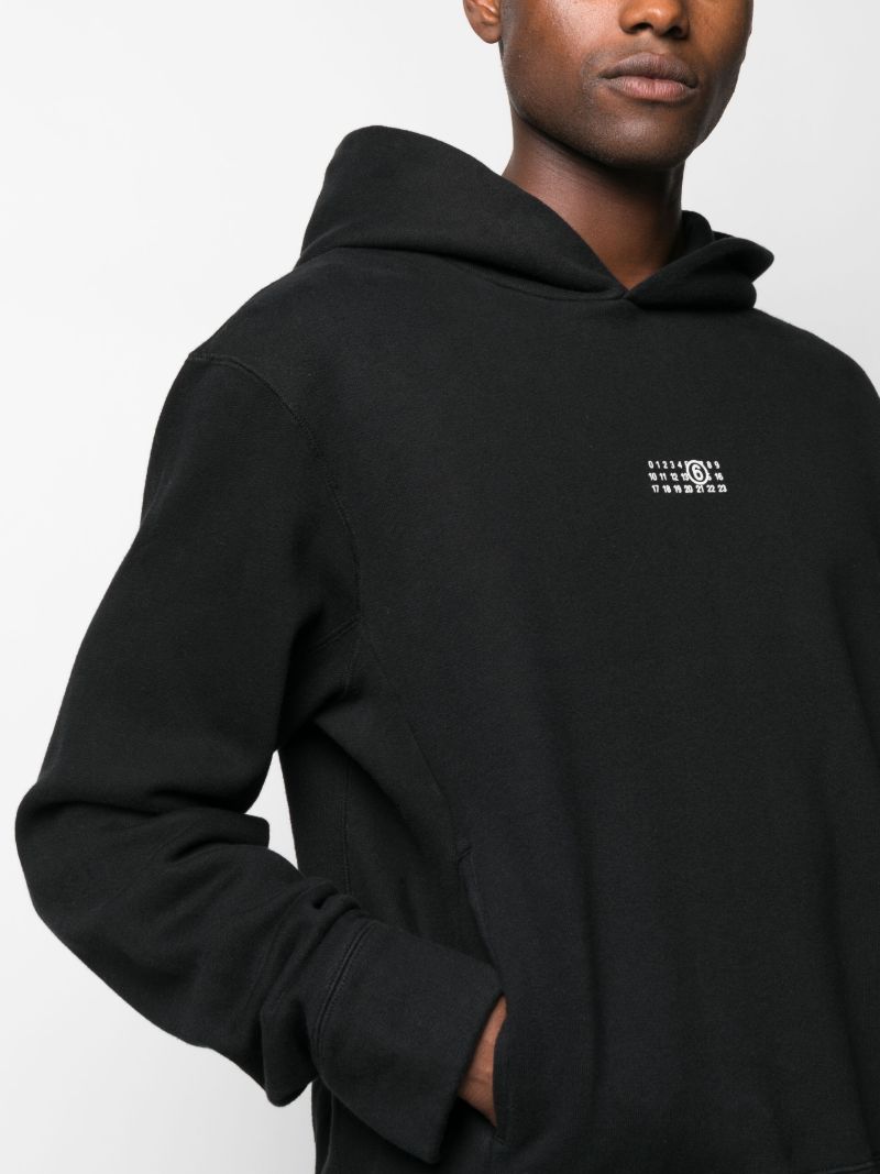 Black Logo Embroidered Cotton Hoodie